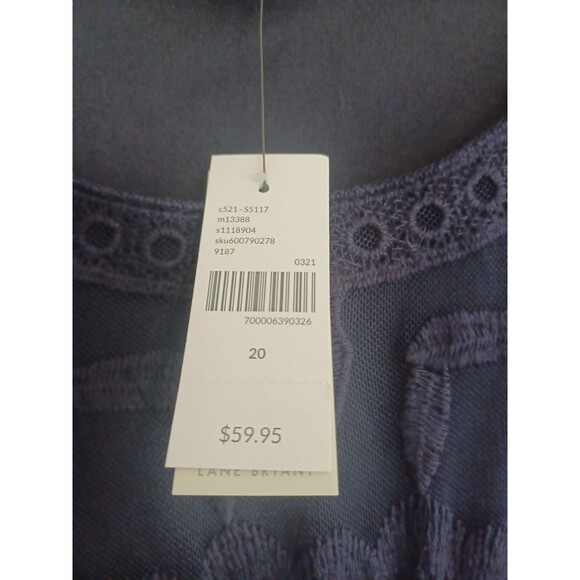 Lane Bryant NWT navy lace blouse 20 plus sz sleeveless sheer lined party holiday - Picture 3 of 10